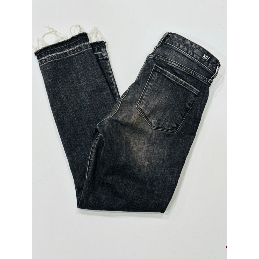 KUT From The Kloth Denim Jeans, Raw Hem, Black Fade, Woman’s 2 - Picture 2 of 8